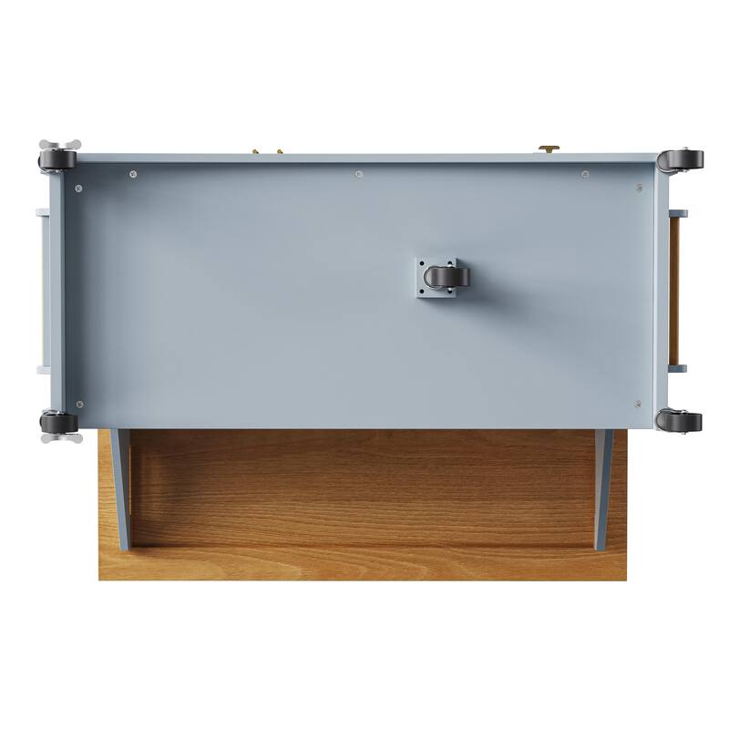 Mobile Kitchen Island with Five Drawers Adjustable Shelf and Spice Rack