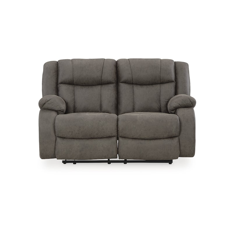 Signature Design by Ashley First Base Gunmetal Reclining Loveseat - 61"W x 40"D x 41"H
