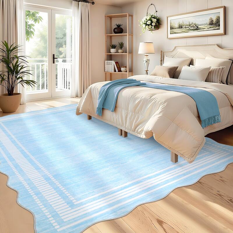 Garvee Scalloped Modern Bordered Area Rug