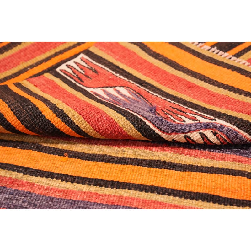 Hand Woven Oriental 100% Wool Carpet Southwestern Tribal Oranges & Rust Kilim Area Rug - 8' 11'' X 4' 6''