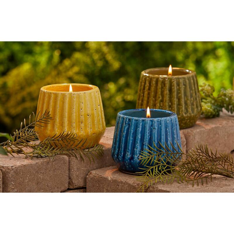 Santa Cruz Citronella Unscented Candle in Terra Cotta Pot Blue, 4.5L x 4.5Wx 3.75H, 7.1 oz, Burn Time 8 Hrs.