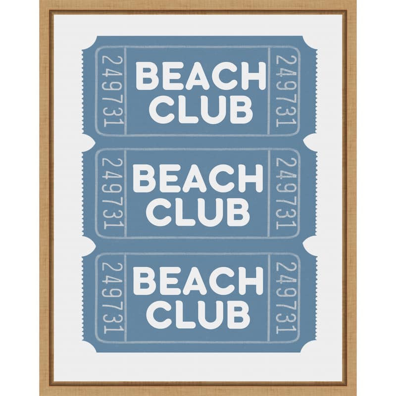 Beach Club Tickets by Jolly and Dash (16 x 20 in.), Framed Canvas Wall Art Print