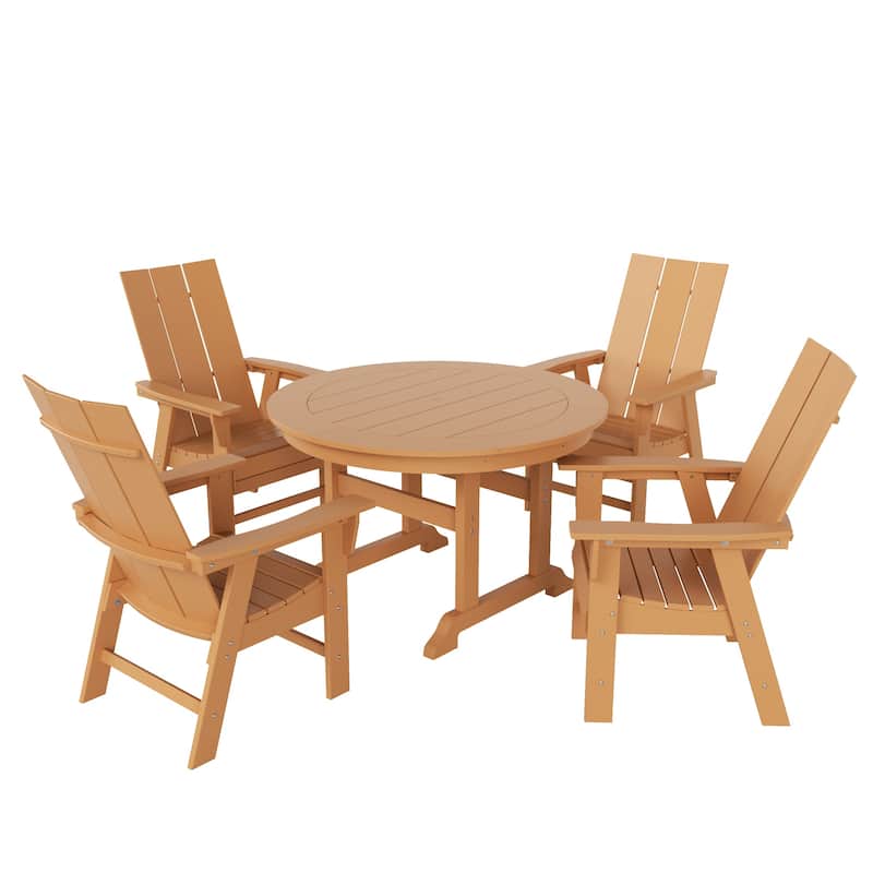 Shoreside 5-Piece Square Poly Eco-Friendly All Weather Outdoor Dining Set with Armchairs
