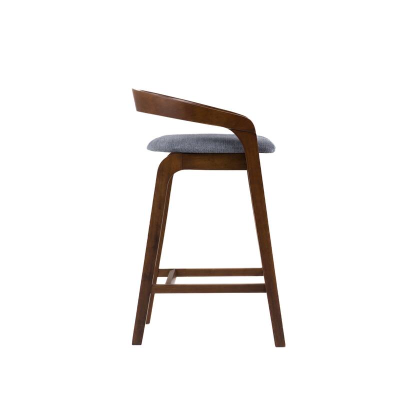 Modrest Vougler Modern Grey Fabric & Walnut Counter Chair (Set of 2)