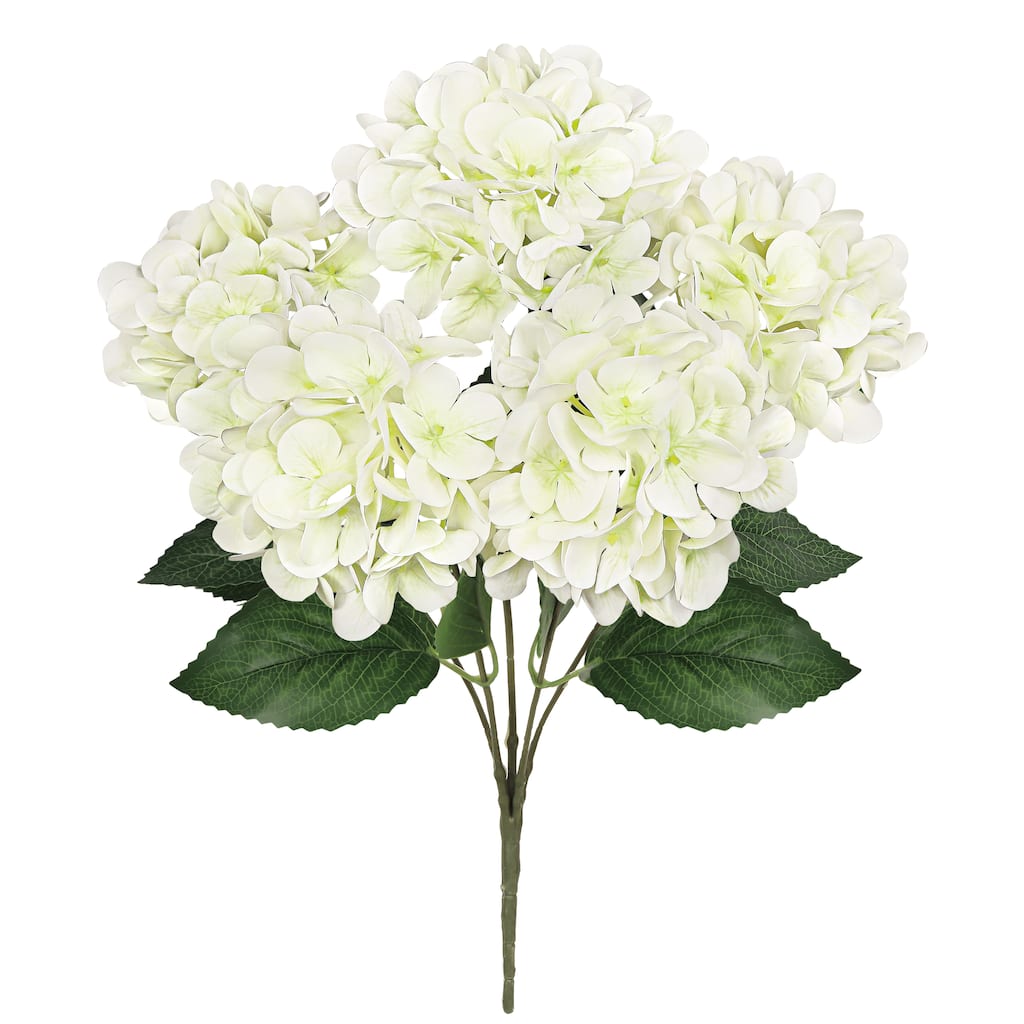 Set of 2 Natural Touch Cream WhiteArtificial Hydrangea Flower Stem Bush Bouquet 18in - 18" L x 11" W x 11" DP