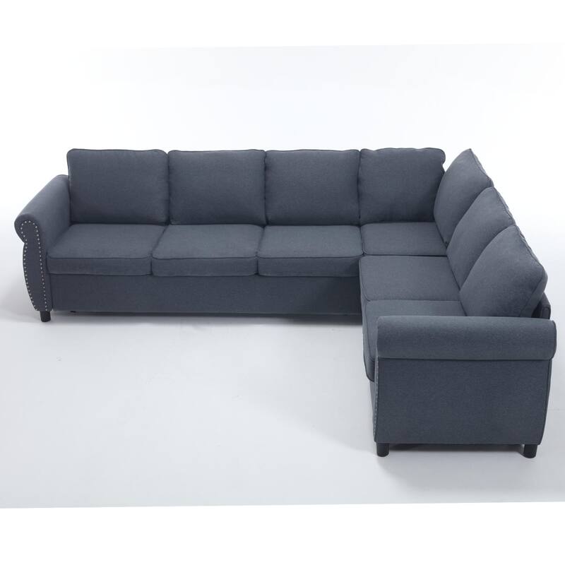 Sleeper Sofa Bed, Pull Out Couch with Mattress, 104'' 6 Seater Upholstery Sectional Couches, Modern Comfy L Shape Sofa Couch