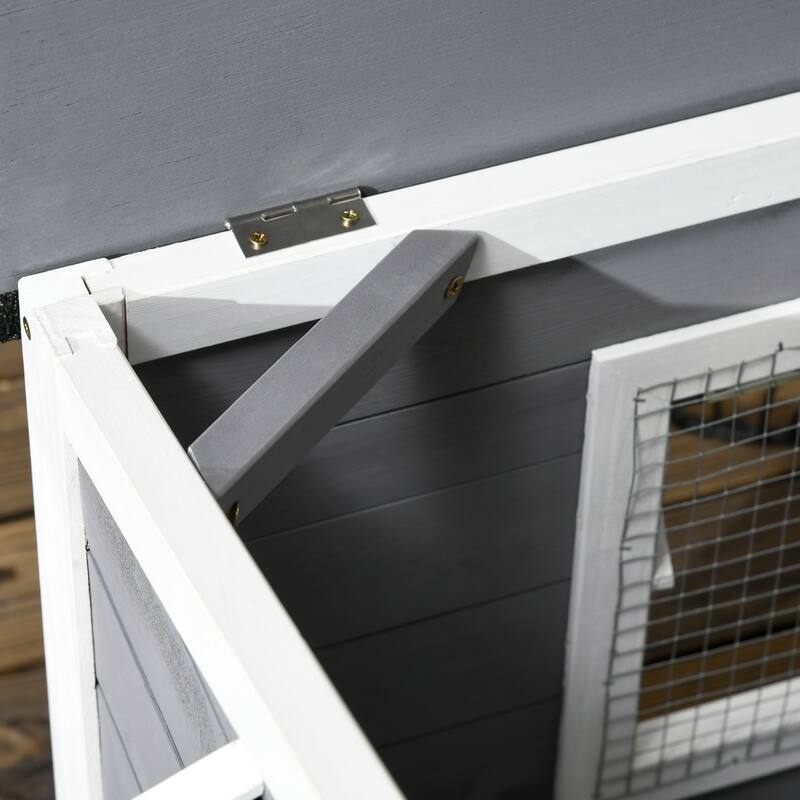 PawHut Dog House Outdoor Cabin Style with Openable Roof, Gray
