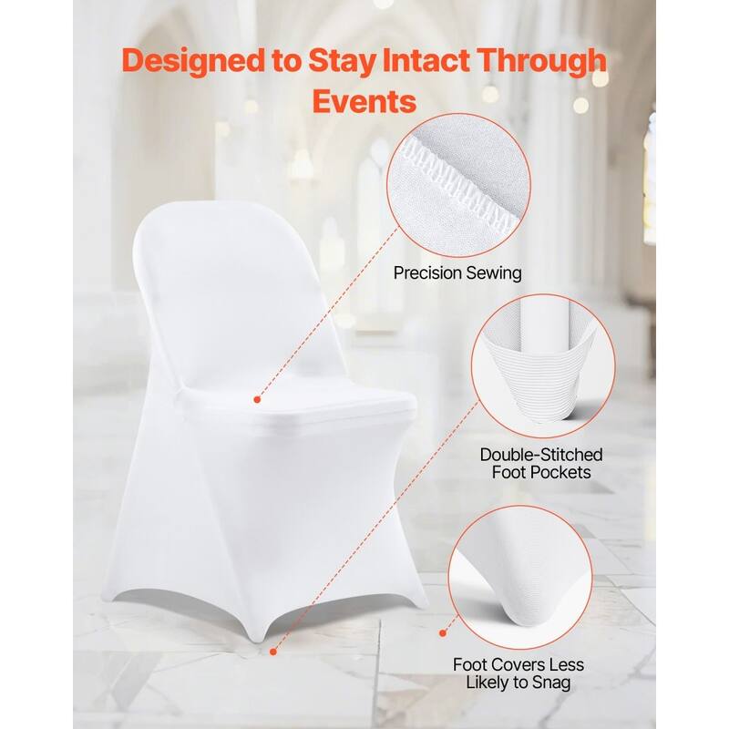 Stretch Chair Covers for Folding Chairs Polyester Spandex Elastic Slip On Wedding Party Banquet Event Decor