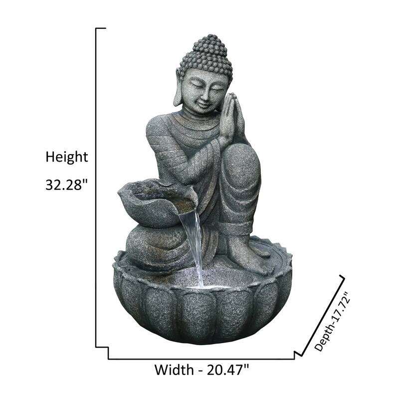 LED Lighted Sitting Buddha Outdoor Garden Water Fountain - 32.25"