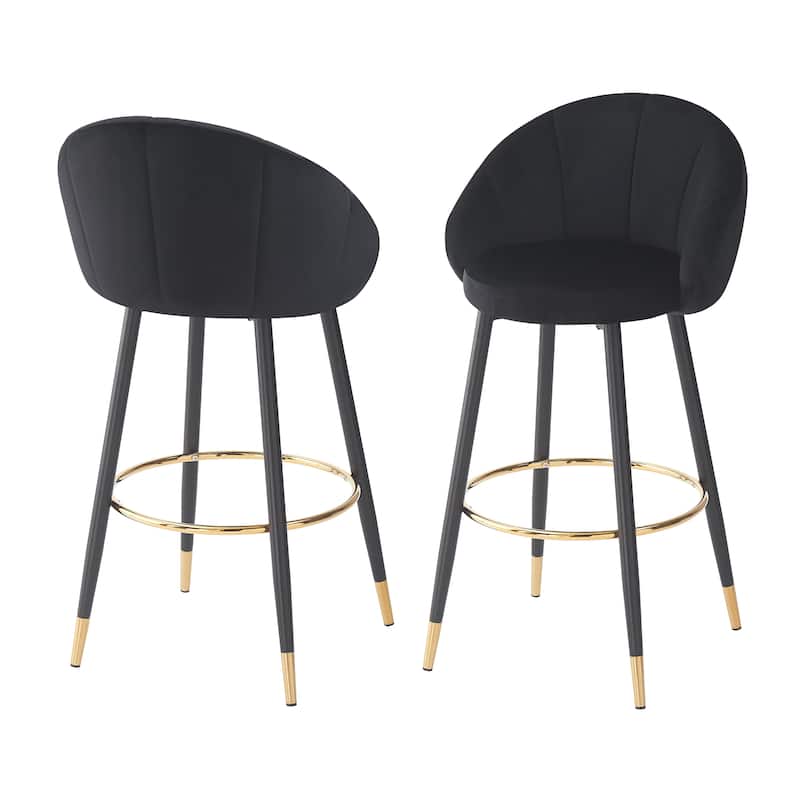 Christopher Knight Home - Riven Luxe 40.5" High Back Velvet Bar Stool Set with Gold Metal Accents