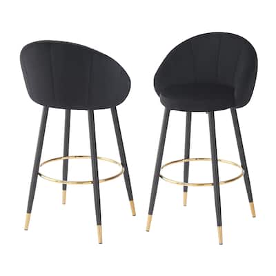 Christopher Knight Home - Riven Luxe 40.5" High Back Velvet Bar Stool Set with Gold Metal Accents