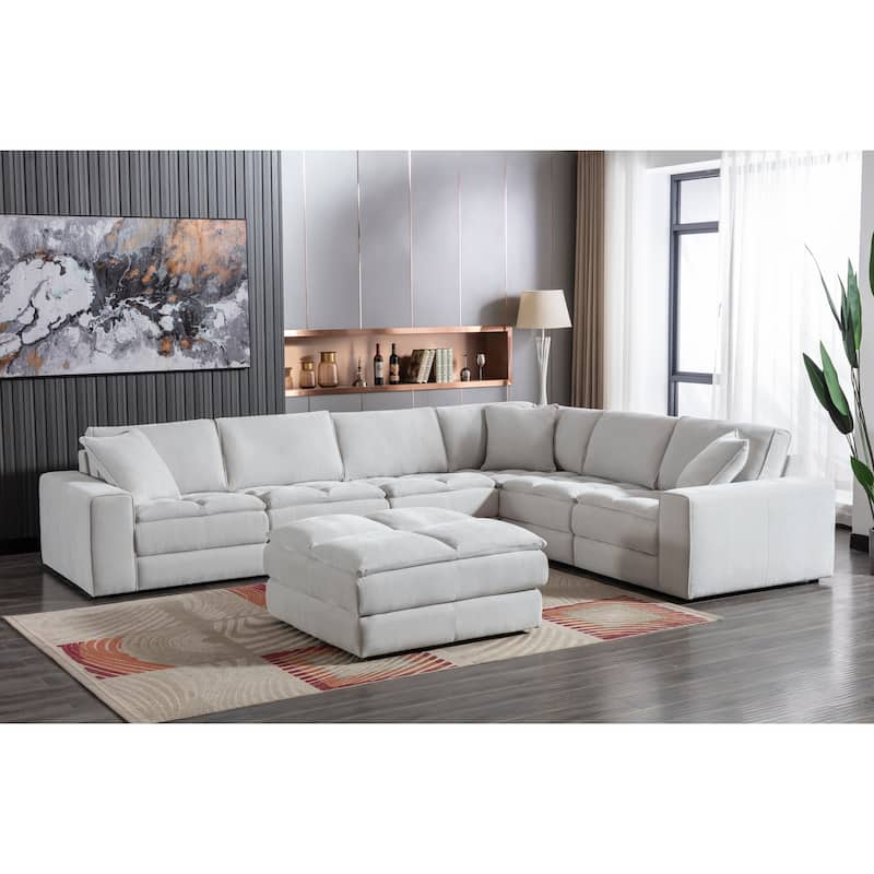 Roundhill Furniture Breton Contemporary Fabric Tufted Chair, Oyster Gray