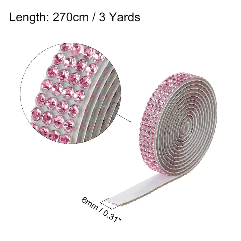 3Roll 3 Yards 8mm Diamond Ribbon White - Light Pink - 8mm
