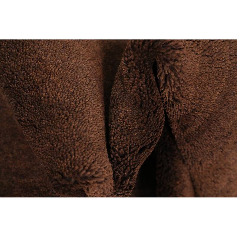 Hand Knotted Oriental 100% Wool Carpet Modern Solid Brown Gabbeh Runner Rug - 4' 7'' X 2' 4''