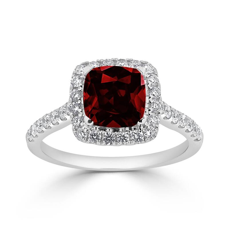 Auriya 1 1/4ct Cushion-cut Garnet and Halo Diamond Engagement Ring 1/2cttw 14k Gold
