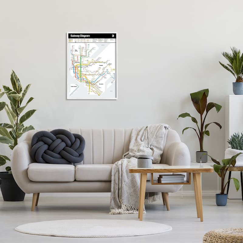 Stupell New York City Urban Subway Diagram Chart Framed Wall Art, Design by JG Studios