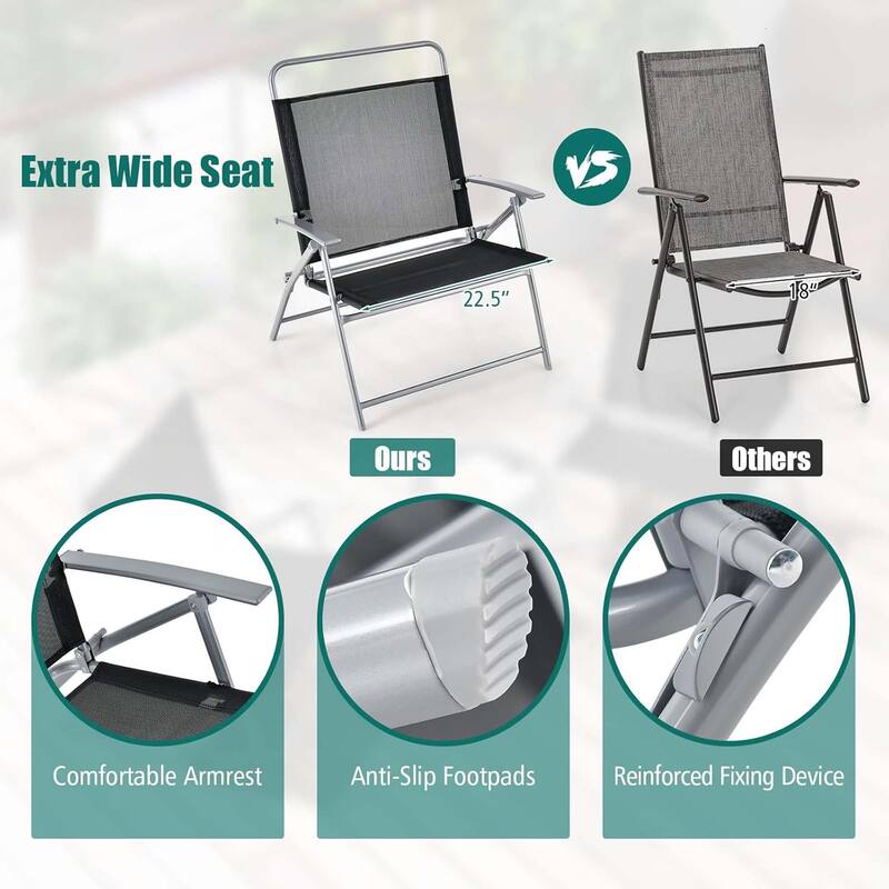 3 PCS Patio Folding Chair Set Outdoor Metal Conversation Set
