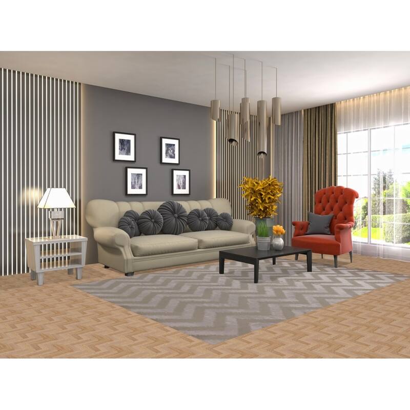 Chevron Style Nepalese Indian Area Rug Handmade Wool Carpet - 6'0" x 8'9"