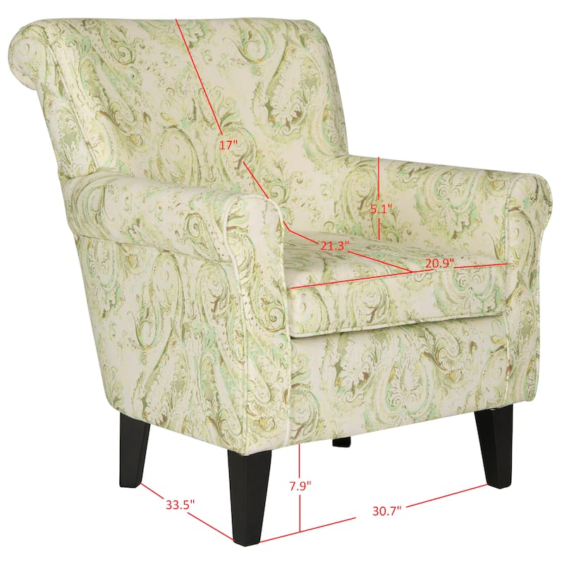 SAFAVIEH Shamika Red/Ivory Floral Club Chair - 30" W x 33" D x 35" H