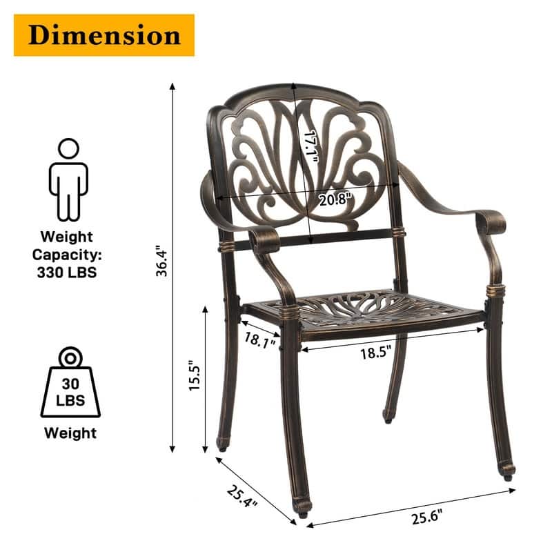 Patio Cast Aluminum Dining Chair Set (Set of 2)