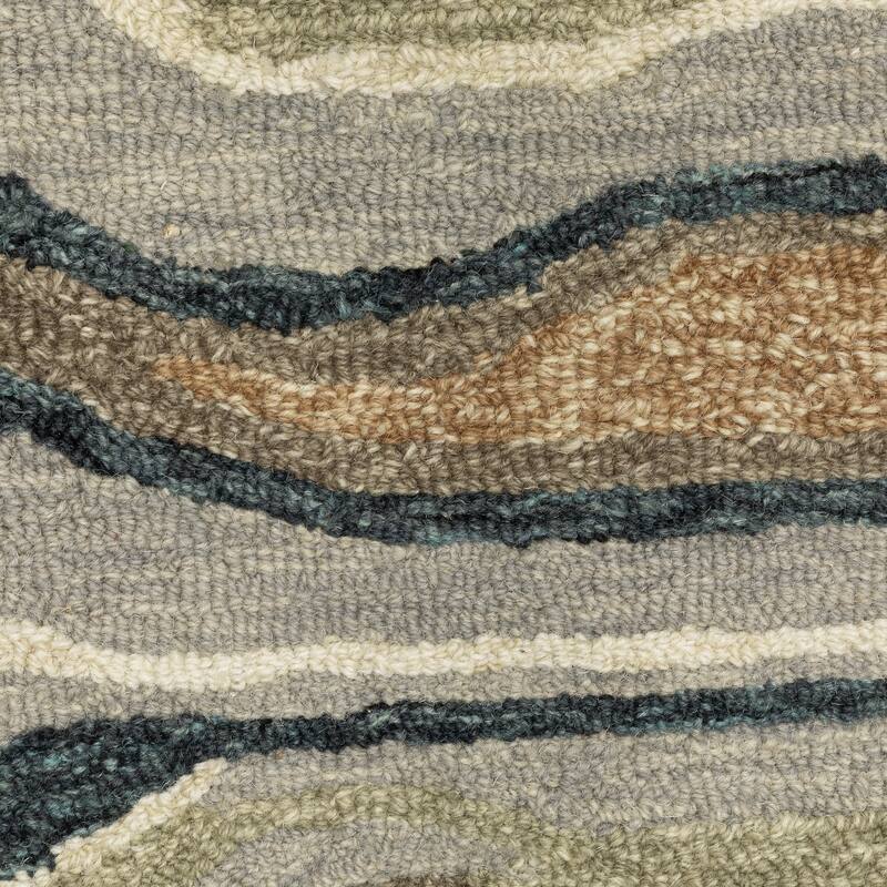 Style Haven Kitt Handmade Wool Abstract Waves Grey/ Blue Area Rug