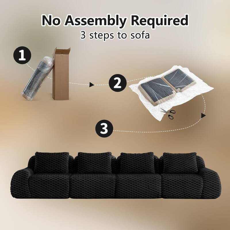 Rossetta 146" Oversized 4-Seater Modern Anti-slip Design Modular Sectional Flannelette Fabric Boneless Deep Sofa