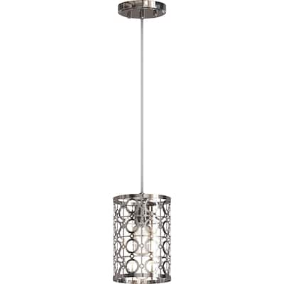 Volume Lighting 1-Light Indoor Chrome Mini Hanging Cylinder Pendant
