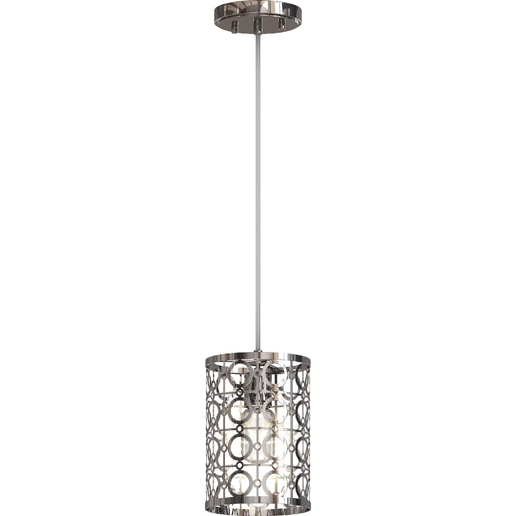 Volume Lighting 1-Light Indoor Chrome Mini Hanging Cylinder Pendant