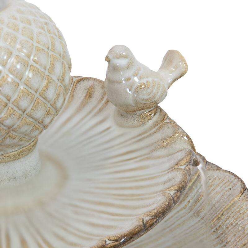 Sunnydaze 2-Tier Resting Birds Ceramic Outdoor Water Fountain - 27"