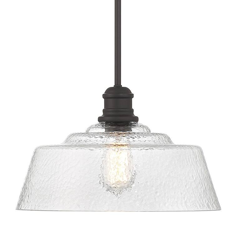 Bellevue SH23830 15" Wide Pendant with a patterned glass dome shade - Oil Rubbed Bronze