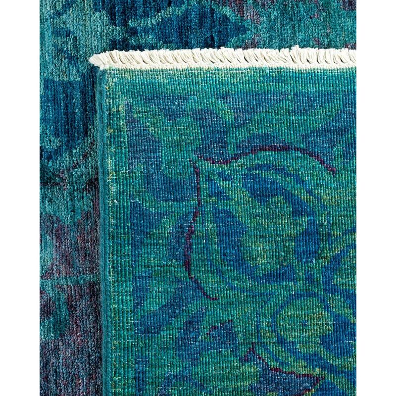 Overton Hand Knotted Wool Vintage Inspired Modern Contemporary Overdyed Blue Area Rug - 5' 11" x 8' 8"