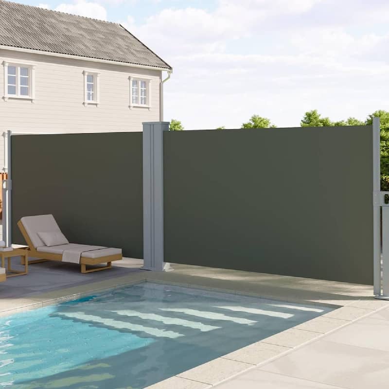 71 in x236 in Retractable Side Awning, Privacy Screen Protection Awning for Patio, Balcony and Pools - N/A - Grey