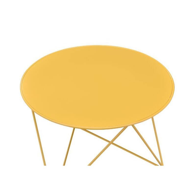 Round Table Accent Table in Metal Base