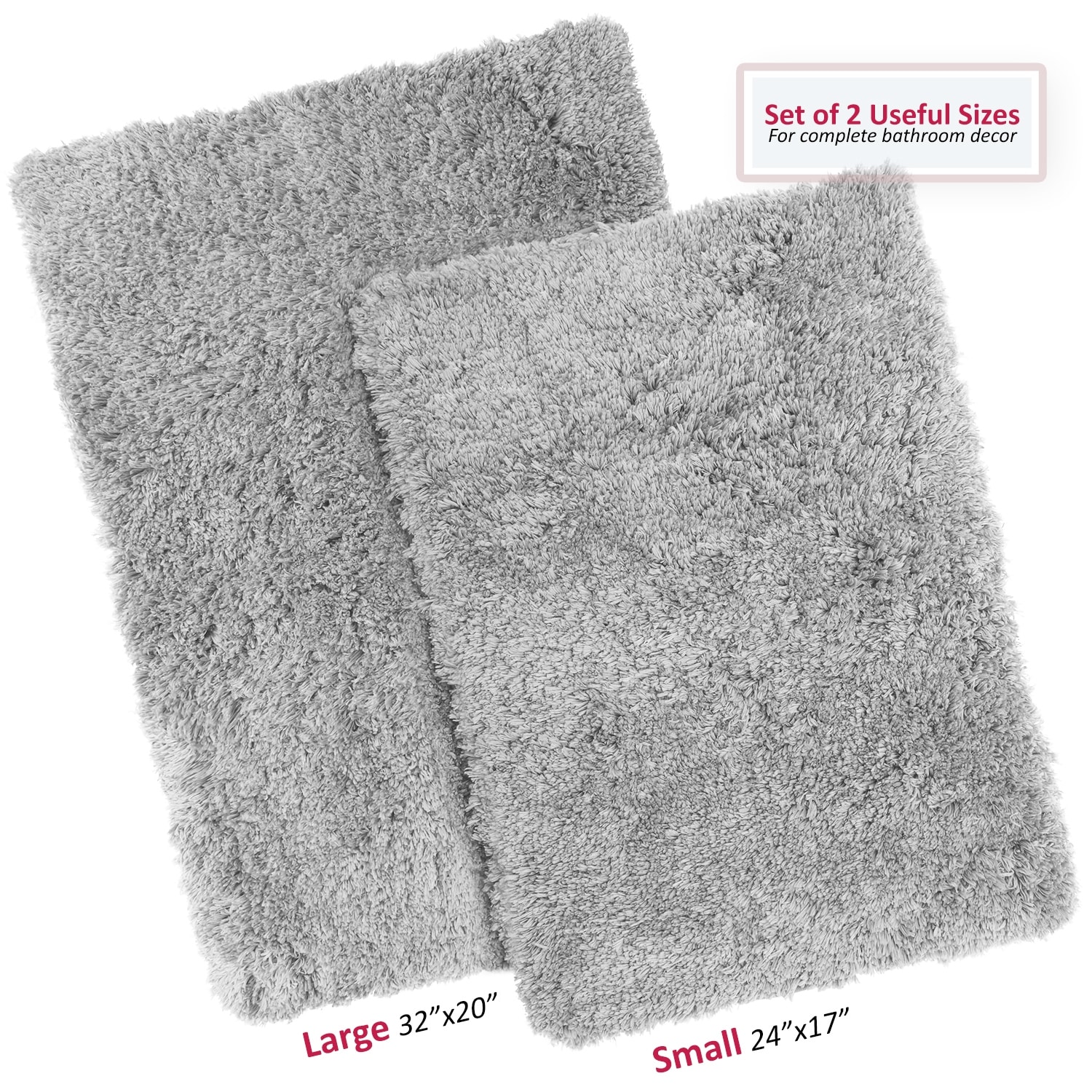YNV Faux Suede, Rubber Bath Mat with Non-Slip Backing