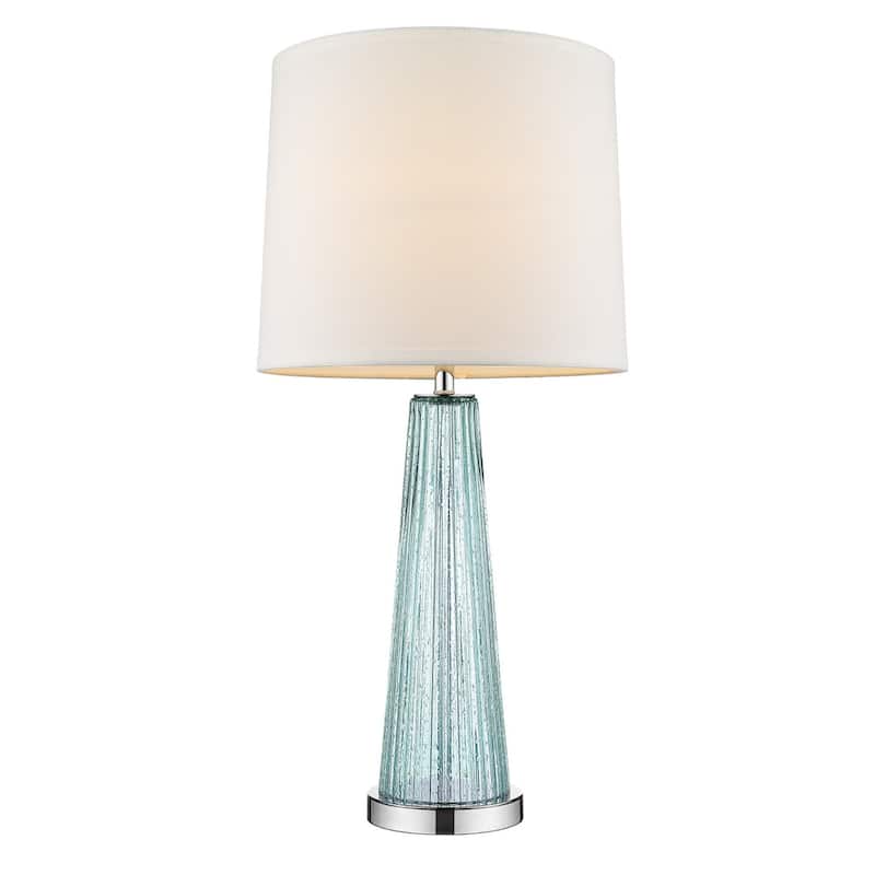 29-Inch Glass Buffet Lamp with Empire Fabric Shade for Living Room - Aqua