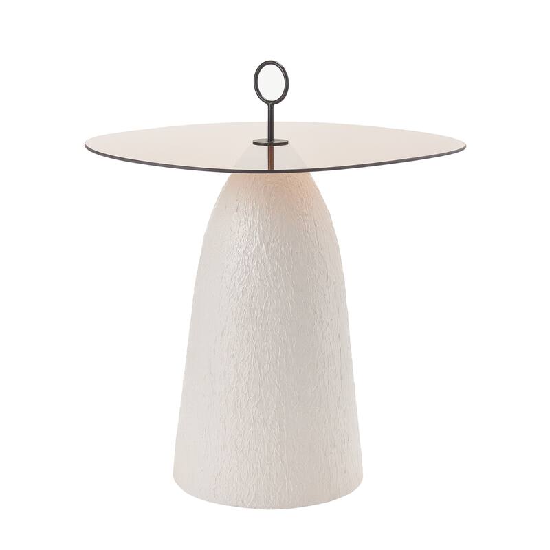 Christopher Knight Home - Lunaro Modern Glass Top Metal Base Accent Side Table with Sculptural Conical Design