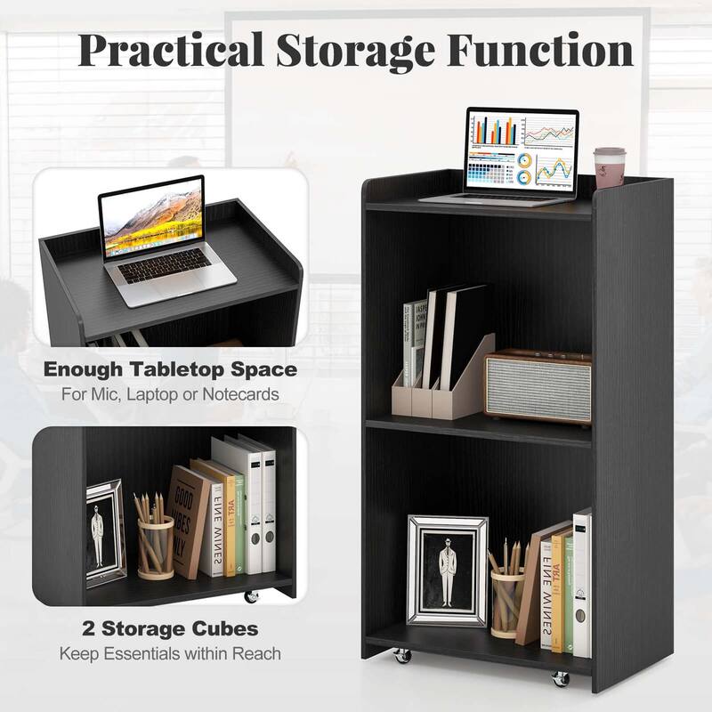 Costway 41" Presentation Podium with 2 Storage Shelves Laptop Computer - See Details