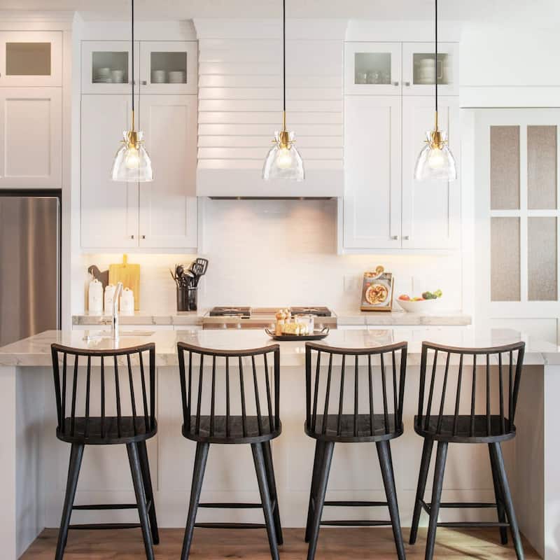 1/3/5-Light Modern Black & Gold Textured Glass Pendant Light - Adjustable Hanging Ceiling Fixture for Dining Room