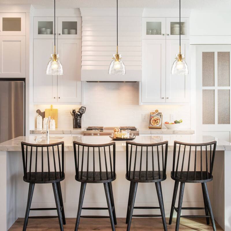 Picture of 1/3/5-Light Modern Black & Gold Textured Glass Pendant Light ...