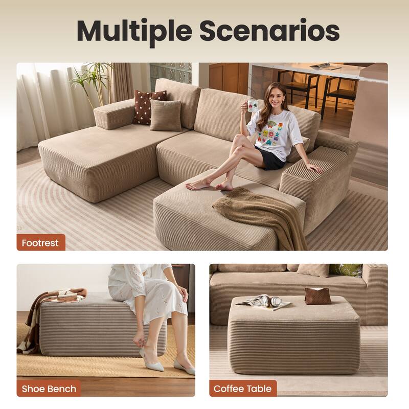 ​​OVIOS Lazy Chaise Lounge Sofa with Ottoman​