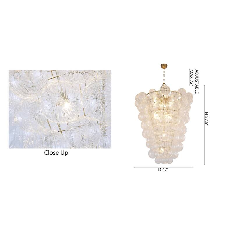 12-Light Brass Chandelier With Clear Swirl Glass Shades