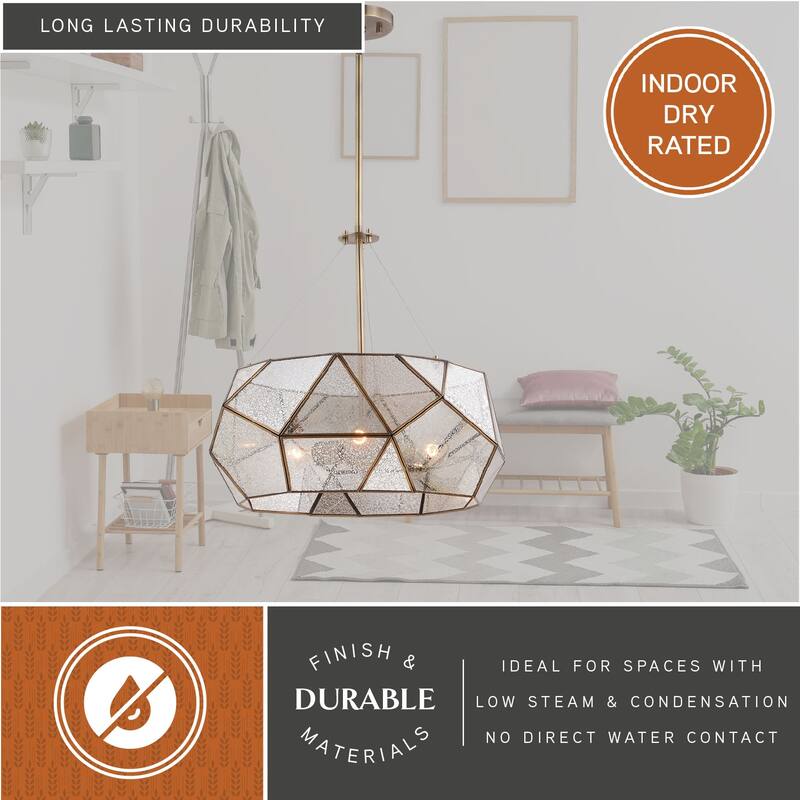 Euclid Mercury Glass/ Brass Mid-Century Modern Pendant Light