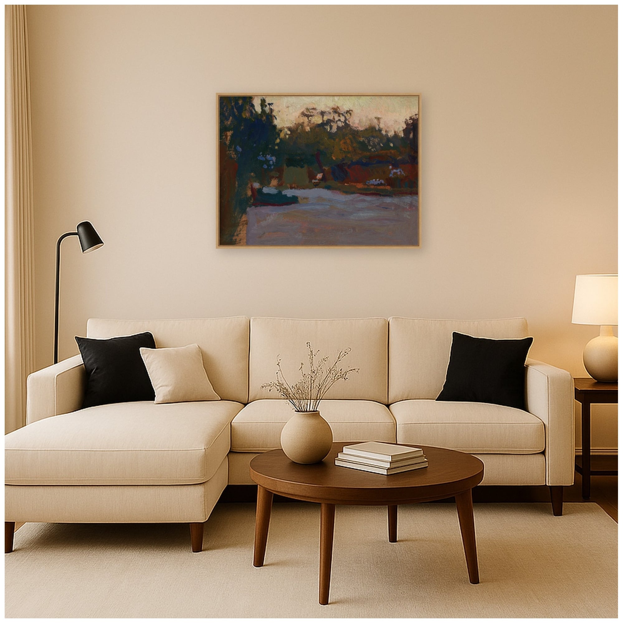 Kate and Laurel Landscape Sketch Jan Stanislawski by Nostalgia Prints Framed Canvas Wall Art Print