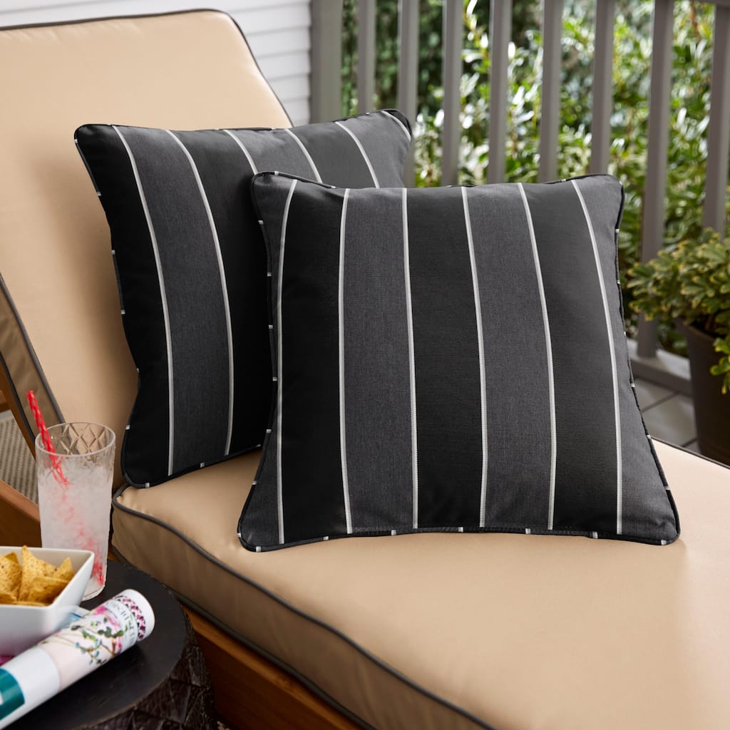 Sunbrella Peyton Granite Corded Indoor/ Outdoor Pillow Set (Set of 2)
