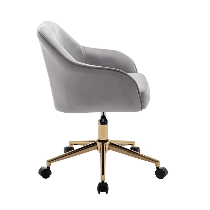 Porthos Home Raisa Velvet Office Chair with Gold Chrome Base