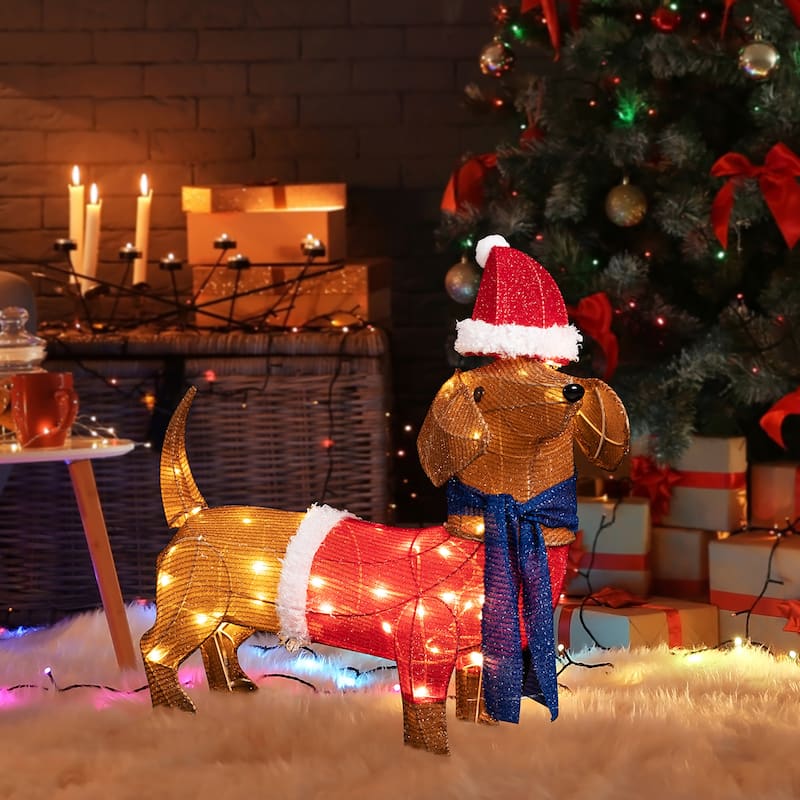 Futzca Christmas Light Holiday Reindeer & Sleigh