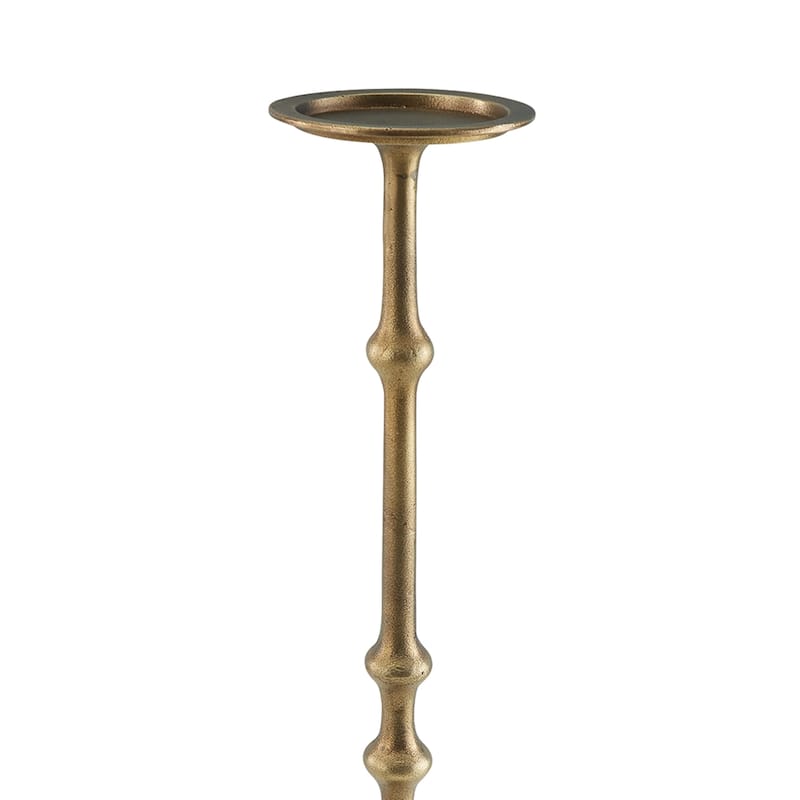 Lara Candle Holder Set of 2, Cast Aluminium, Antiqued Brass Toned Finish