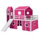 preview thumbnail 26 of 28, Full Size Loft Bed with Slide, Tent & Tower, Playhouse Design, Solid Wood Frame, Castle-Themed Bed for Kids, Blue