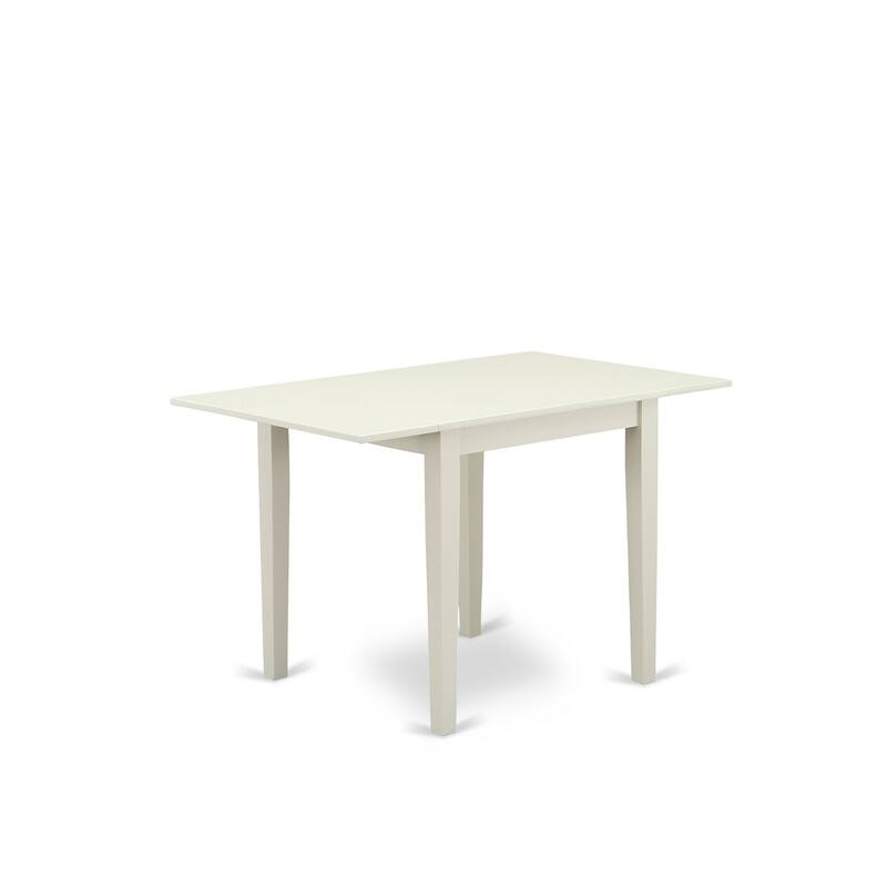 5-Piece Linen White Finish Solid Wood Top - Rectangular Dining Room Set - Seats 4