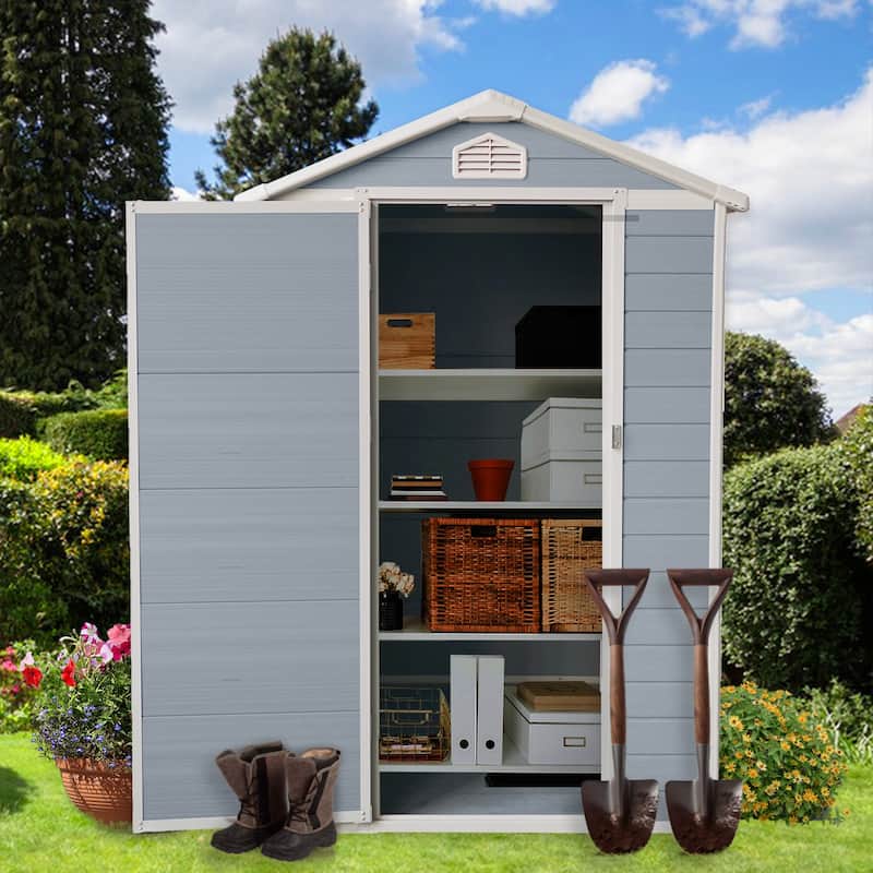 6x4ft Resin Outdoor Storage Shed Kit-Perfect to Store Patio Furniture